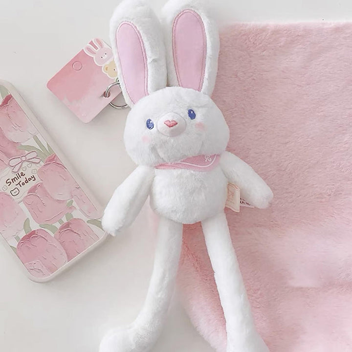 "Mjuk kanin plyschleksak i djurdesign, 30 cm, i rosa och ljusa nyanser för påskens glädje. Perfekt för barn och dekoration."