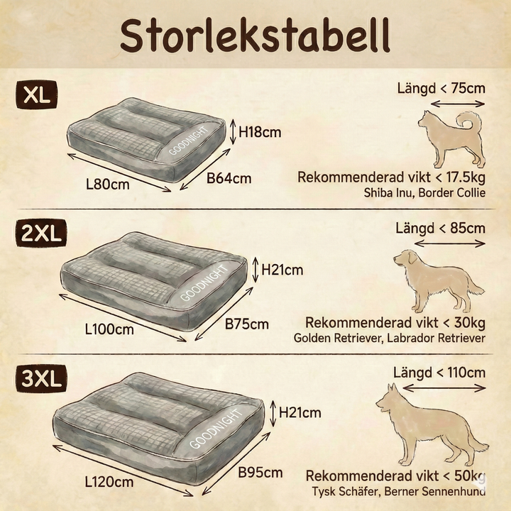 Hundbädd XL i brun anti-stress design. Stödjande och mjuk för lugnande sömn och maximal komfort för hunden.
