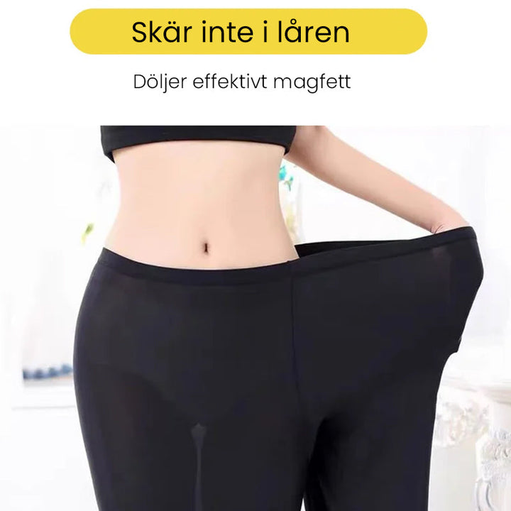 "Mjuka andas säkerhetsbyxor för kvinnor i elastiskt issilke, med vågiga manschetter och höftlyftande design."