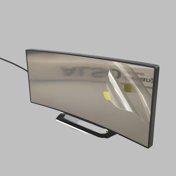 Vit modern LED-väckarklocka med böjd skärm. Perfekt digital klocka för skrivbordet eller ett stilrent sovrum.