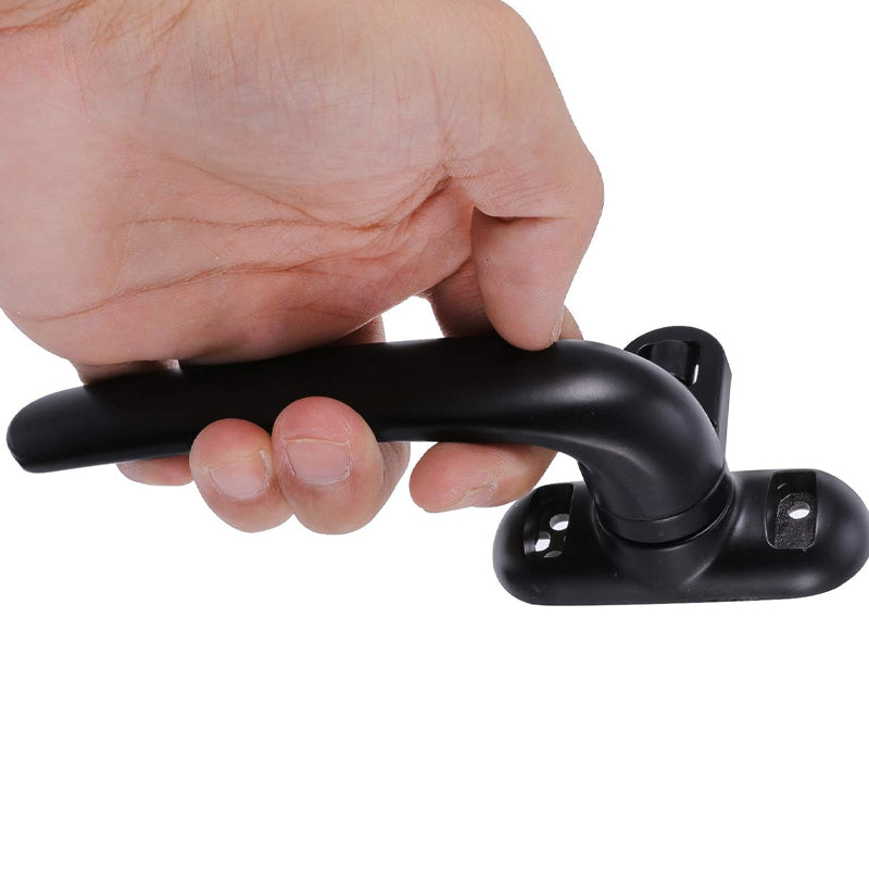 "Modern casement dörr- och fönsterhandtag i aluminium, svart finish, ergonomisk design med omvänd funktionalitet."