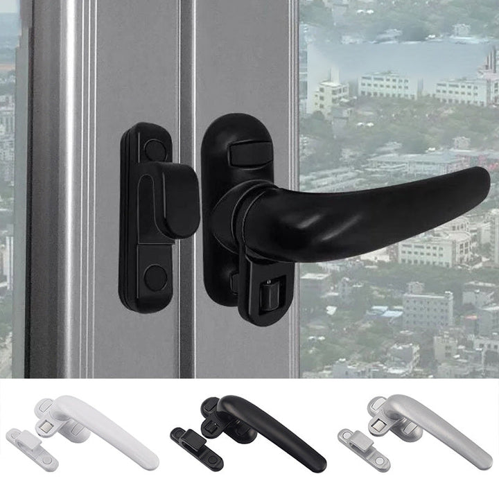 "Modern casement dörr- och fönsterhandtag i aluminium, svart finish, ergonomisk design med omvänd funktionalitet."