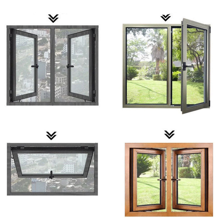 "Modern casement dörr- och fönsterhandtag i aluminium, svart finish, ergonomisk design med omvänd funktionalitet."