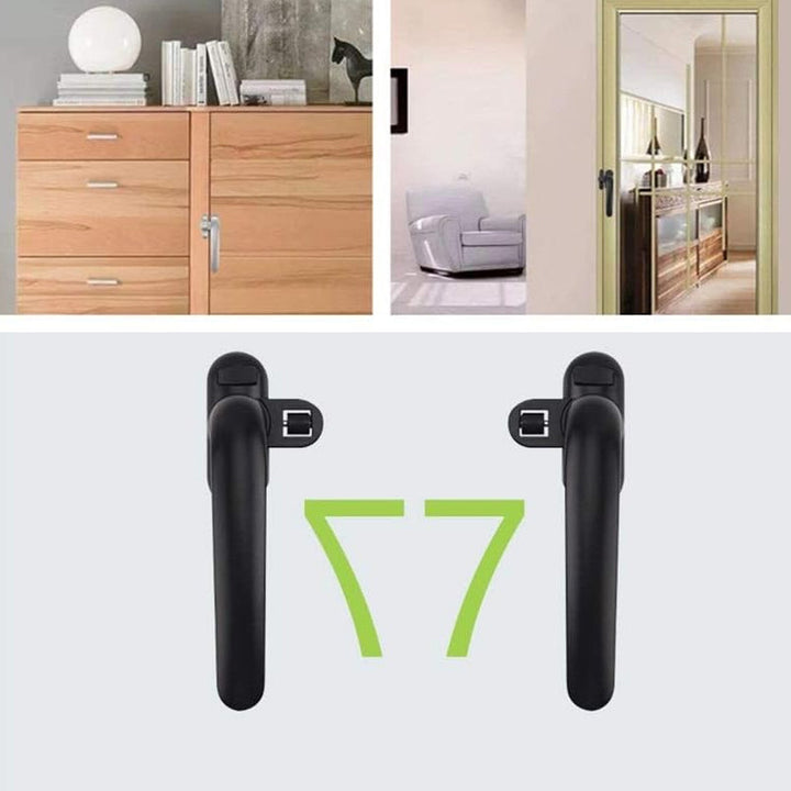 "Modern casement dörr- och fönsterhandtag i aluminium, svart finish, ergonomisk design med omvänd funktionalitet."