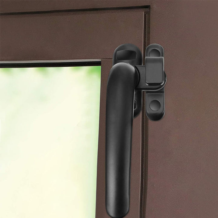 "Modern casement dörr- och fönsterhandtag i aluminium, svart finish, ergonomisk design med omvänd funktionalitet."