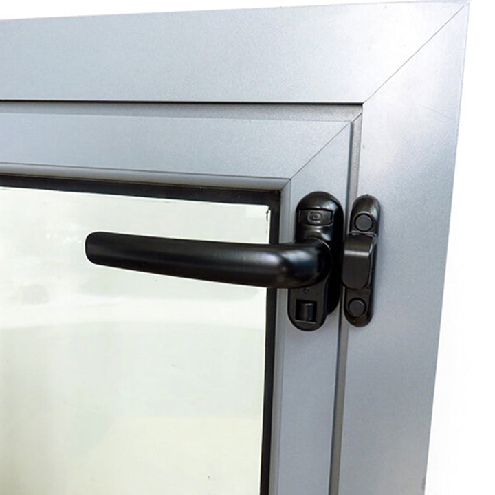 "Modern casement dörr- och fönsterhandtag i aluminium, svart finish, ergonomisk design med omvänd funktionalitet."