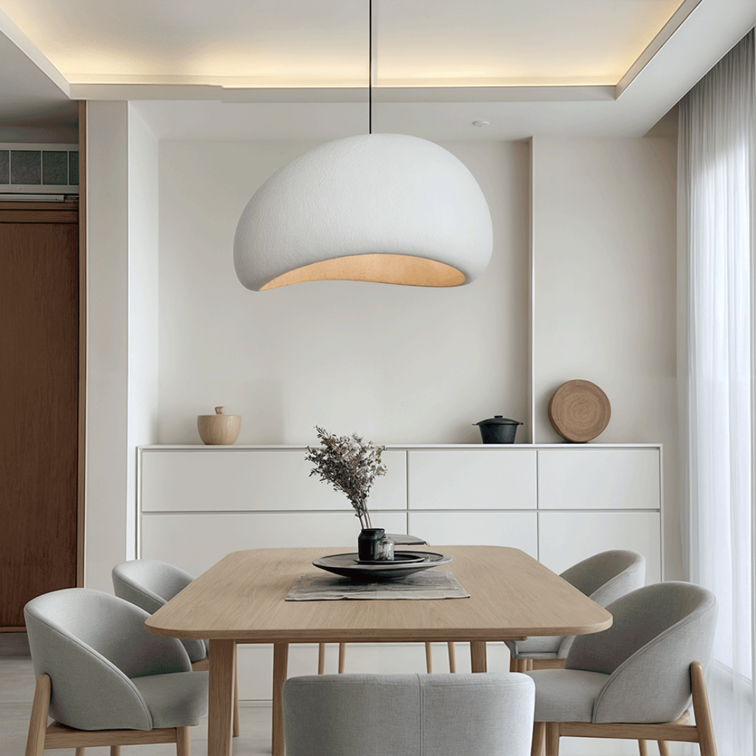 Svart modern dimbar pendellampa. Design taklampa för samtida hem.