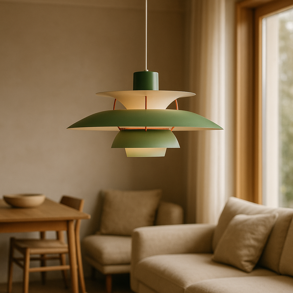 Modern, dimbar skandinavisk taklampa i vit design. Perfekt för vardagsrum och sovrum.