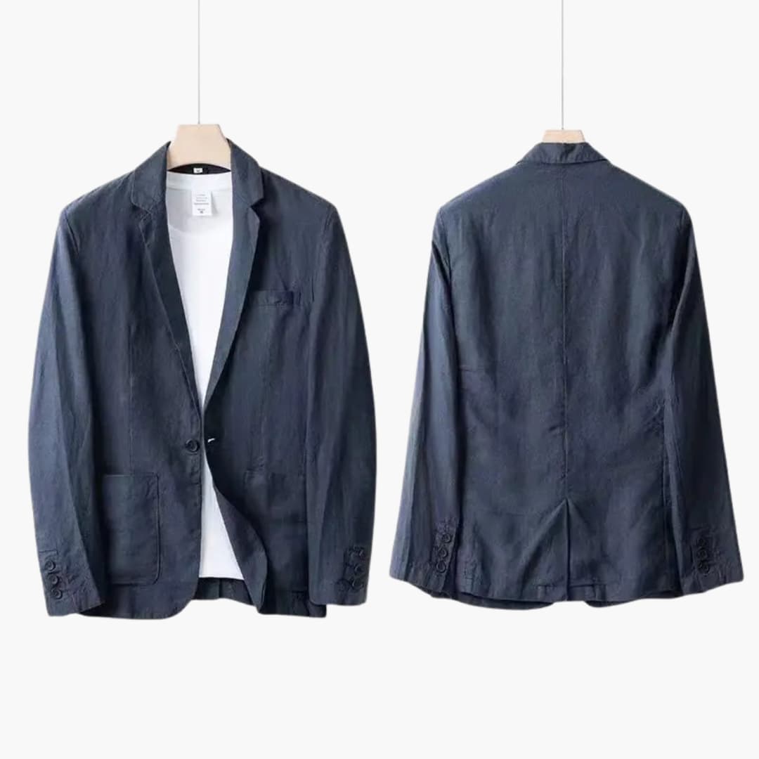 Komplett herrdräkt med kavaj, byxor och accessoarer. Elegant och stilsäker för både business och fest.