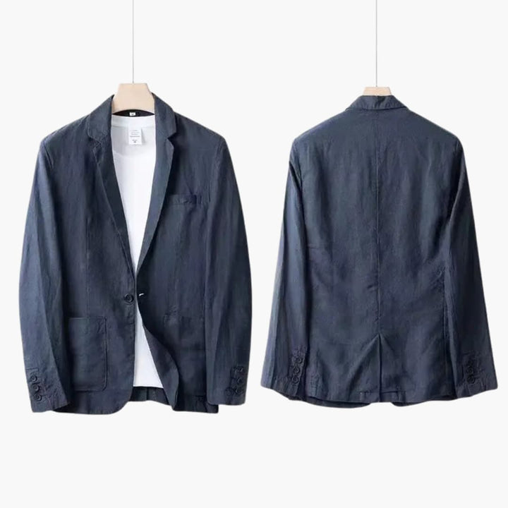 Komplett herrdräkt med kavaj, byxor och accessoarer. Elegant och stilsäker för både business och fest.