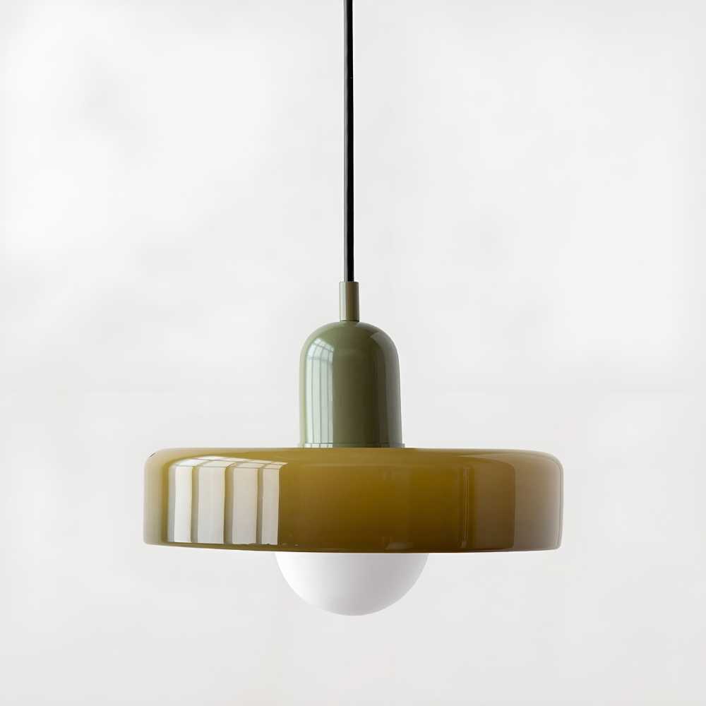 Modern justerbar taklampa, färgglad glas. Unik pendellampa för uttrycksfull design.