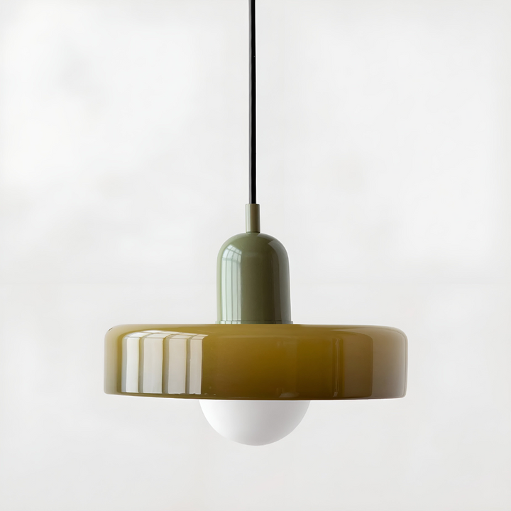 Modern justerbar taklampa, färgglad glas. Unik pendellampa för uttrycksfull design.