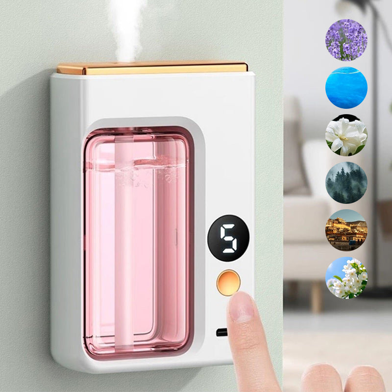 "Modern, kompakt automatisk aromaterapidiffusor, vit och stilren, för optimal doftspridning och lugn atmosfär."