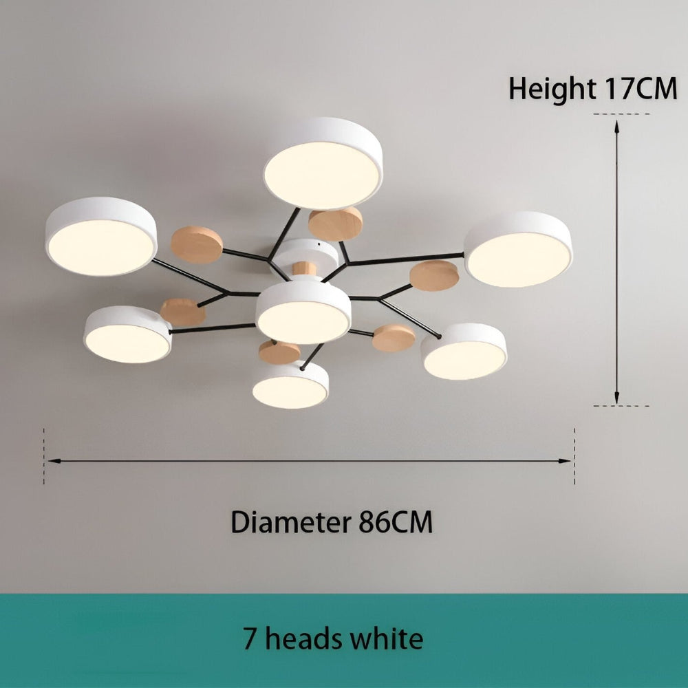 Geometrisk LED taklampa. Modern design och energisnål belysning för sovrum.