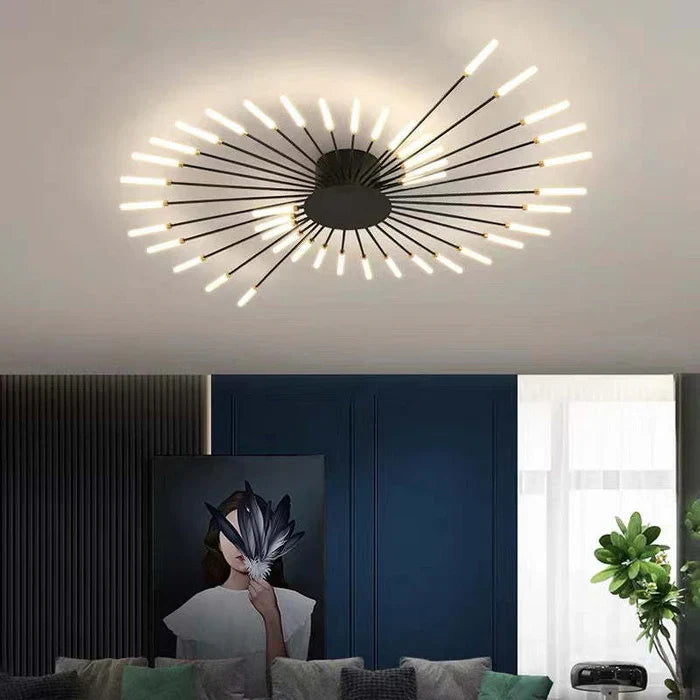 Energieffektiv & dimbar LED taklampa, solstråledesign. Perfekt för kontor.