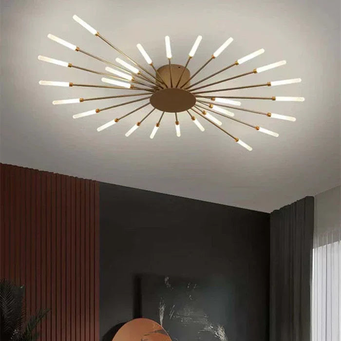 Svart LED-lampa tak, solstråledesign. Ge ditt matrum en modern touch.