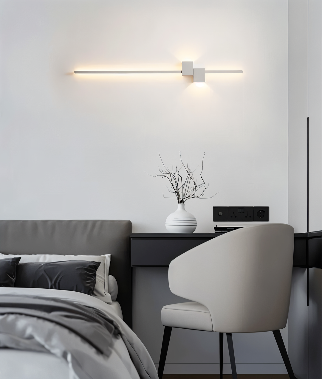 Stilren designlampa: LED vägglampa med minimalistisk form, elegant väggdekoration.