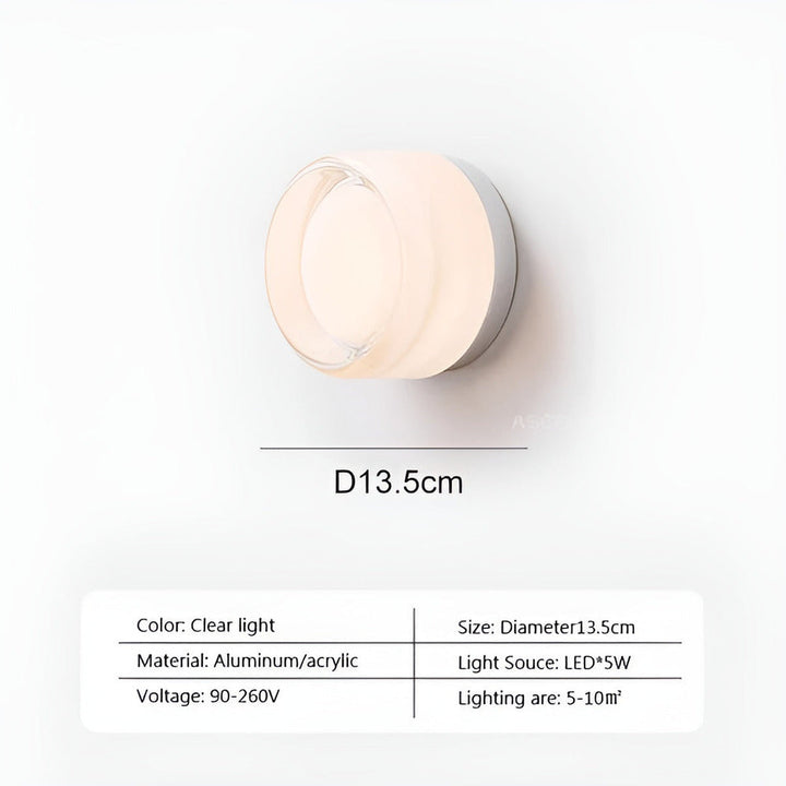 LED-vägglampa med gelédesign. Ger mjukt, behagligt ljus för avkopplande atmosfär i modern inredning och belysning.