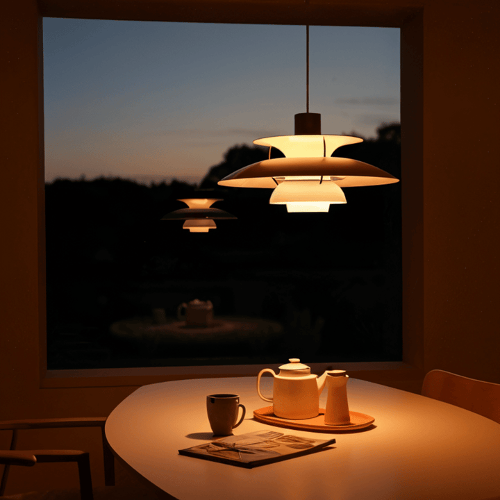 Klassisk pendellampa i scandi stil. Designlampa, belysning för hemmets ytor.