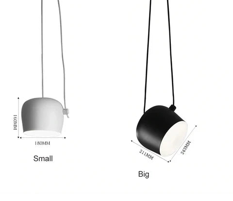 Elegant designlampa, modern pendellampa med trumdesign. Perfekt för att skapa stilren och funktionell belysning.
