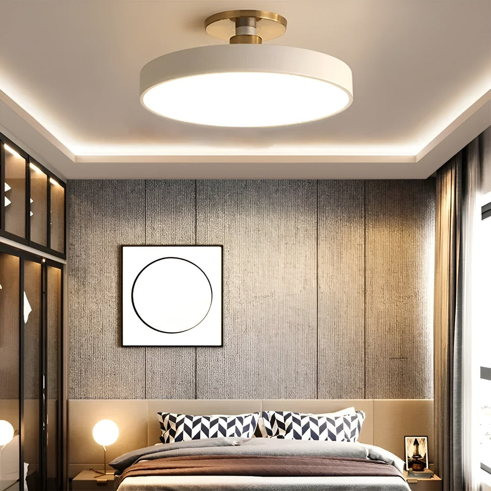 Modern rund LED-taklampa för stilren inomhusbelysning i hemmet. Elegant designlampa.
