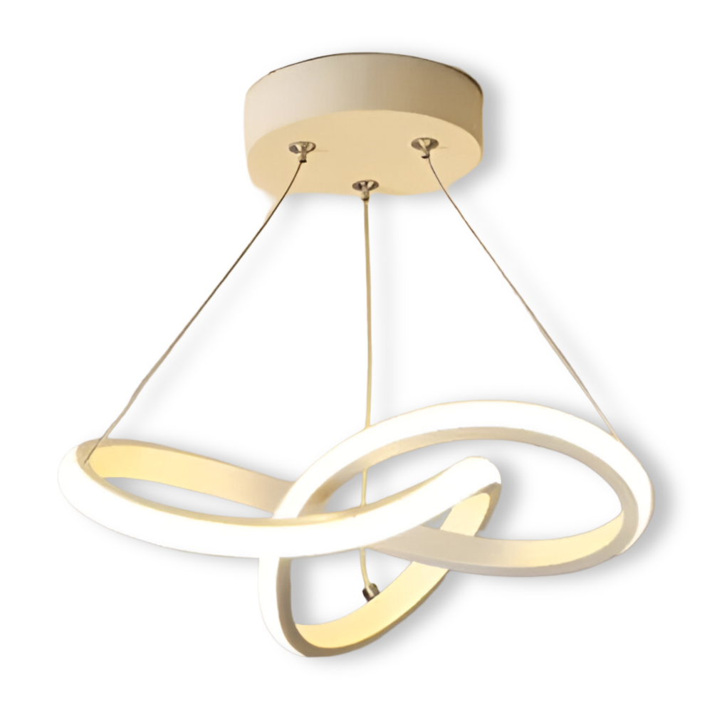 Klar bild av en modern LED-spiraltaklampa, 24 cm. Perfekt takbelysning för vardagsrum & hall.