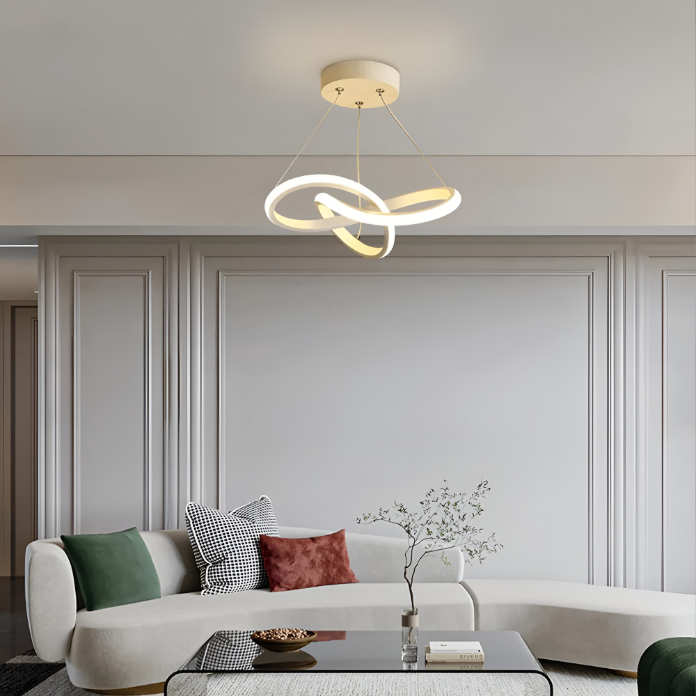 Vacker modern spiraltaklampa för vardagsrum och hall. Energieffektiv LED-belysning, 24 cm diameter.