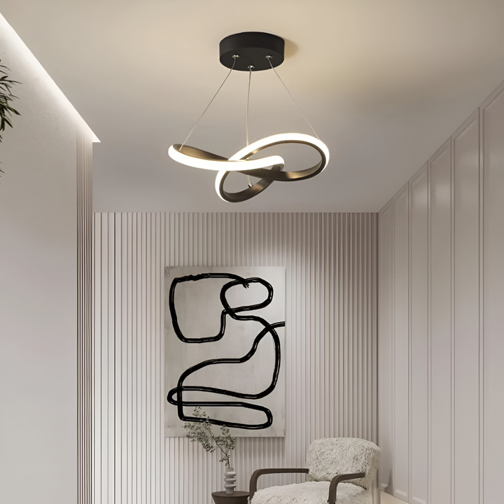 LED-taklampa med spiralmönster för modern heminredning. Ger energieffektiv takbelysning i vardagsrummet, 24 cm.