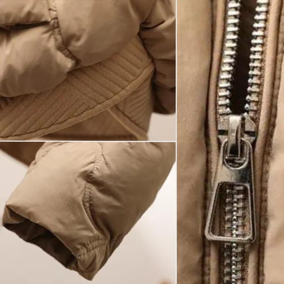 Elegant grön damjacka, pufferstil, en modern ytterkläder för höst- och vinterfritid.
