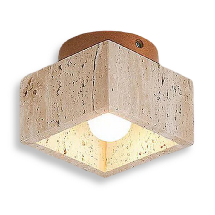 Modern taklampa med infälld spotlight i hallen, skapar välkomnande och funktionell belysning.