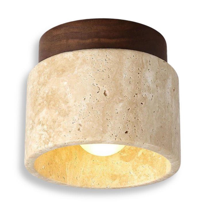 Svart kubformad taklampa med infälld LED-spotlight, unik modern design för takbelysning.