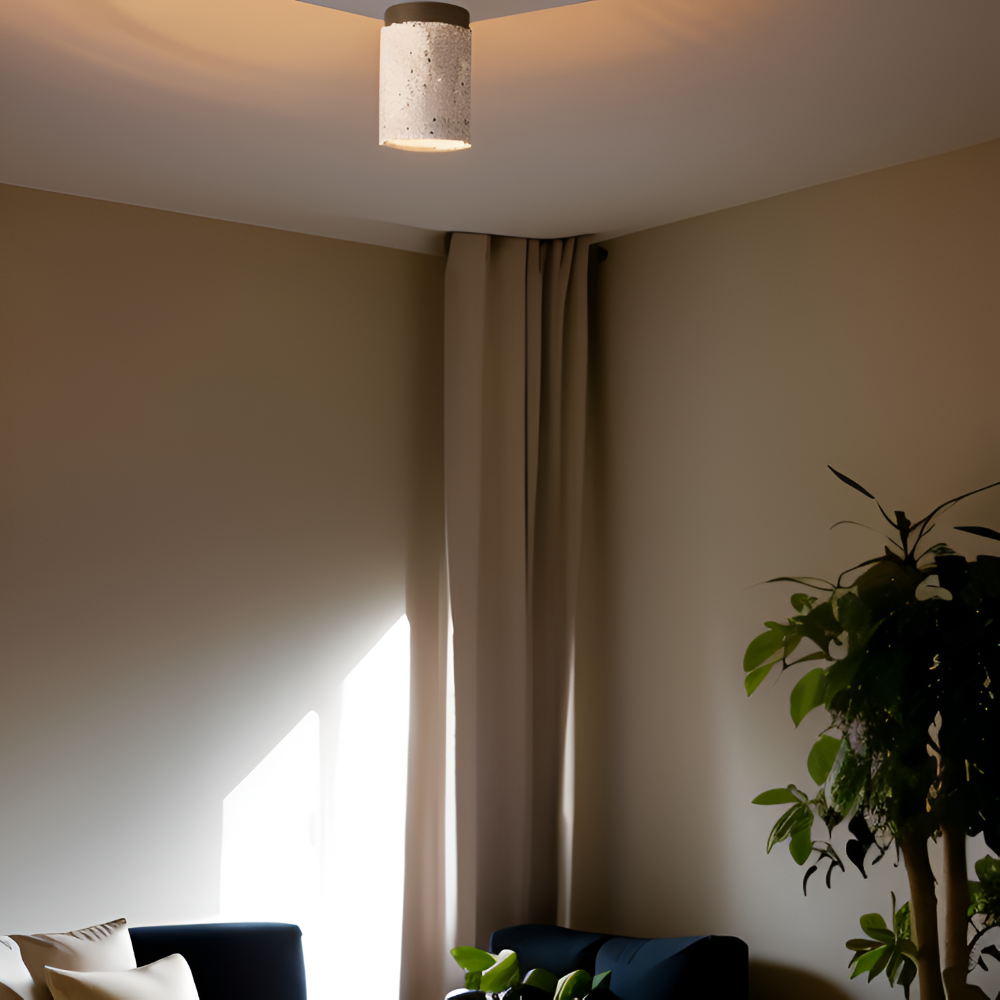 Elegant vit taklampa med infälld spotlight, stilren takbelysning för samtida hem.
