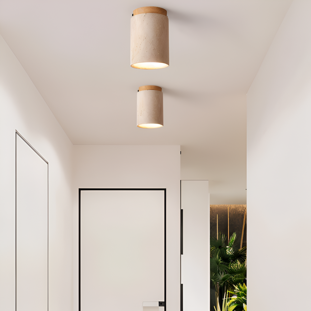 Taklampa med justerbar spotlight, perfekt för accentbelysning i vardagsrum och kontor.