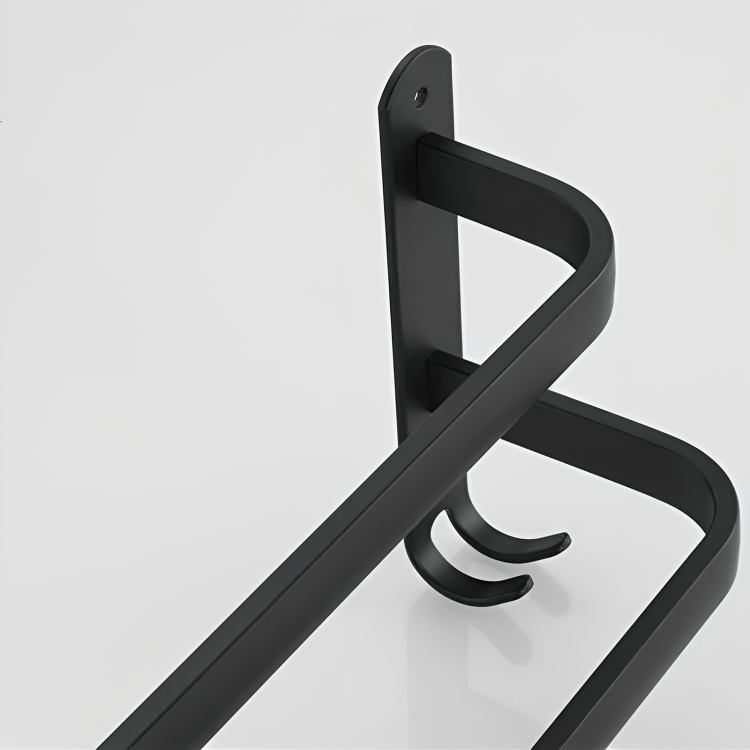 Modern badrumshylla för handdukar. Väggmonterad och flexibel design som torkställ.