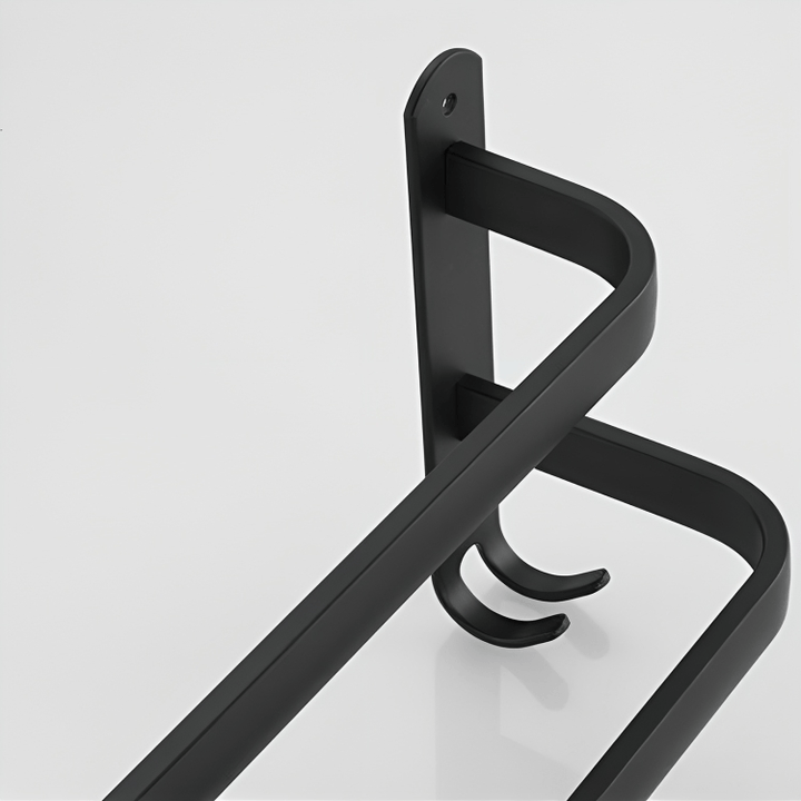 Modern badrumshylla för handdukar. Väggmonterad och flexibel design som torkställ.