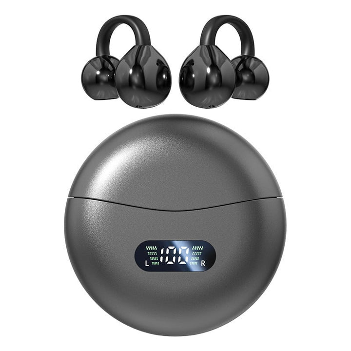 "Moderna Bluetooth-hörlurar med AI-översättning i elegant design, lila och grå, för optimal ljudkvalitet och språkstöd."