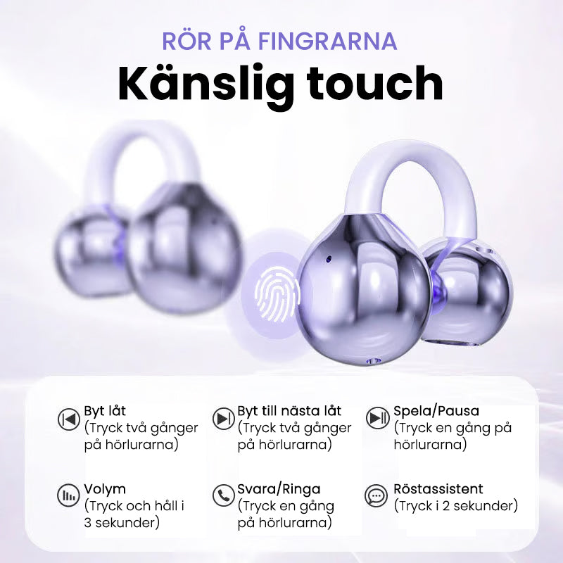 "Moderna Bluetooth-hörlurar med AI-översättning i elegant design, lila och grå, för optimal ljudkvalitet och språkstöd."