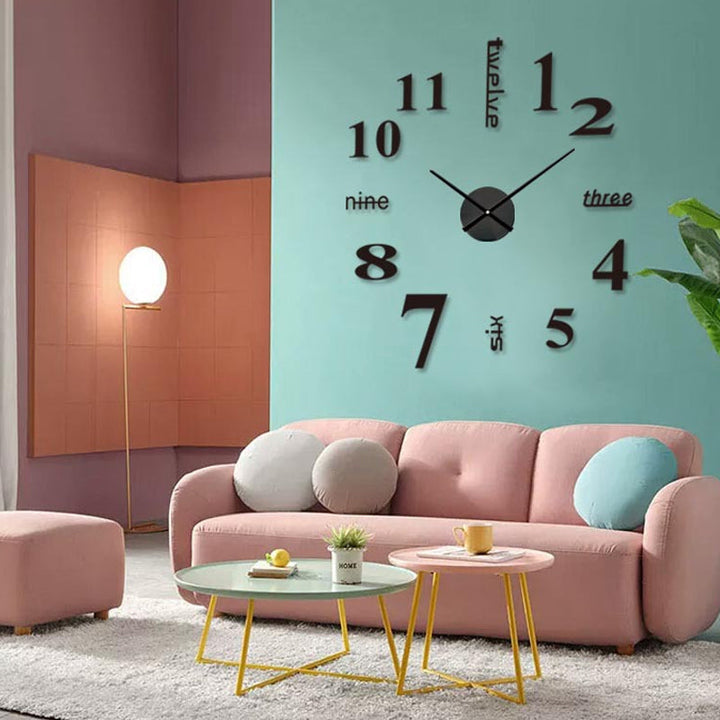 "Modernt DIY akrylväggklocka i stämningsfri design, elegant och tyst för hemdekor, finns i guld, silver, svart."