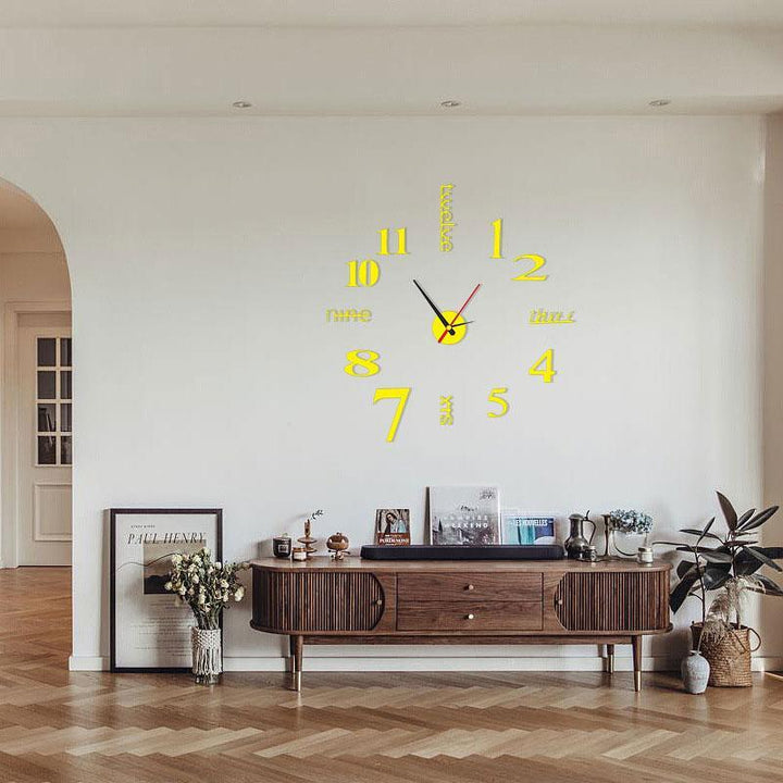 "Modernt DIY akrylväggklocka i stämningsfri design, elegant och tyst för hemdekor, finns i guld, silver, svart."