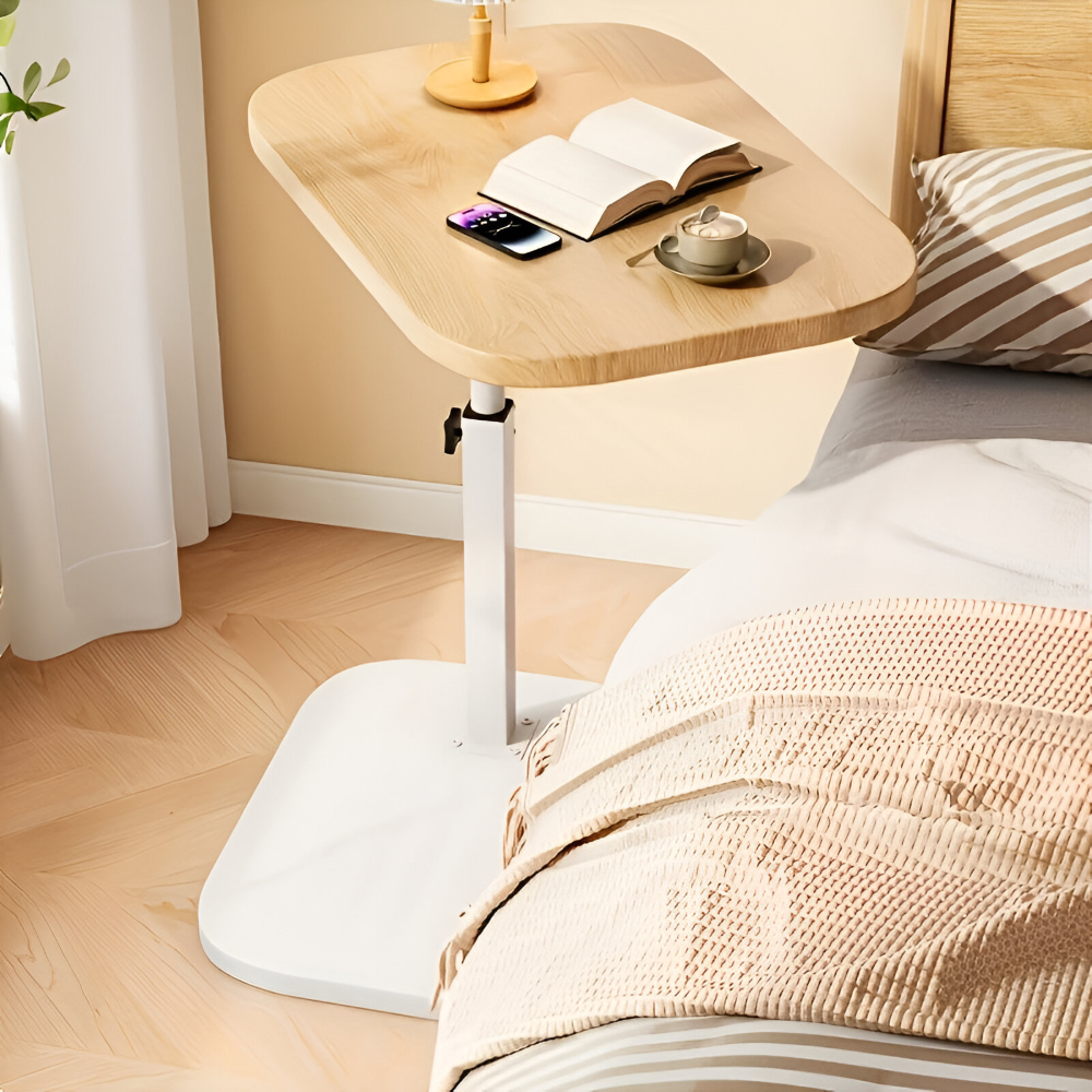 Snyggt flexibelt sidobord, höj- och sänkbart, en modern detalj i varje rum.