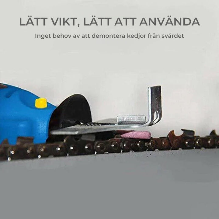 "Motorsågsslipverktygstillbehör: sliptillbehörssats i metall och ABS, lättanvänd för skärpning av kedjor och tandade blad."