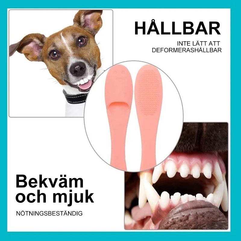 "Multifärgad silikon finger tandborste för hund och katt, mjuk, bekväm och giftfri, idealisk för daglig tandvård."