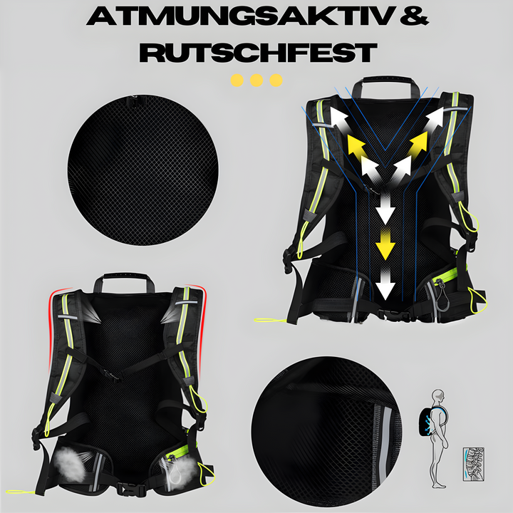 Kompakt vätskeryggsäck 10L för effektiv hydrering under långa utomhuspass och friluftsaktiviteter.