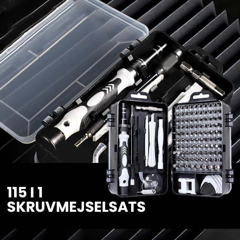 "Multifunktionell 115-i-1 skruvmejselsats med kromvanadinstålbits och halkfritt handtag för reparation av elektronik"