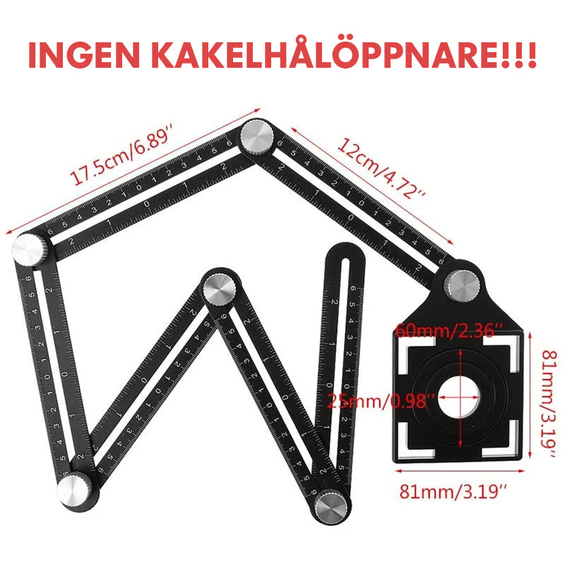 "Multifunktionell aluminiumlinjal i sex eller tolv delar, flexibel design för precisionsmätning av komplexa former och vinkla