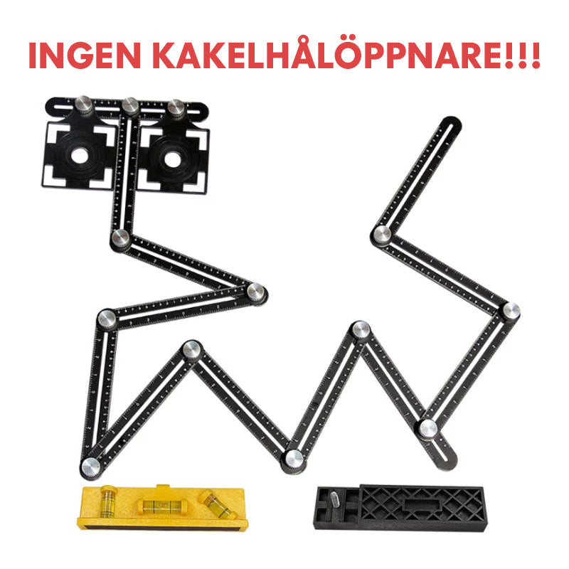 "Multifunktionell aluminiumlinjal i sex eller tolv delar, flexibel design för precisionsmätning av komplexa former och vinkla
