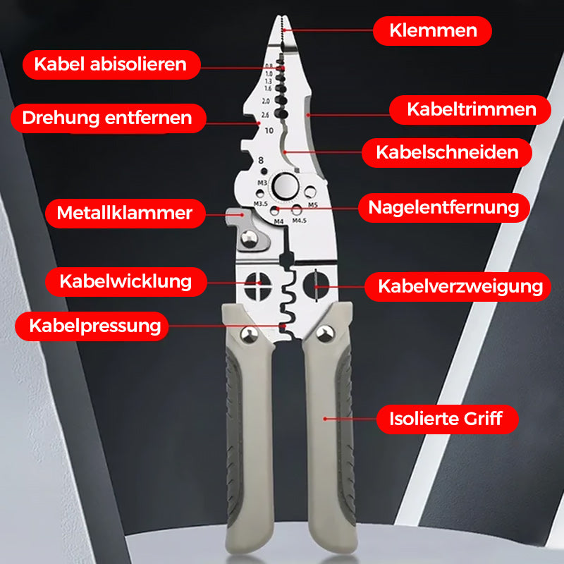 "Multifunktionell avisoleringstång med robust stål, bekvämt grepp och rostskyddad yta för precisionsarbete."