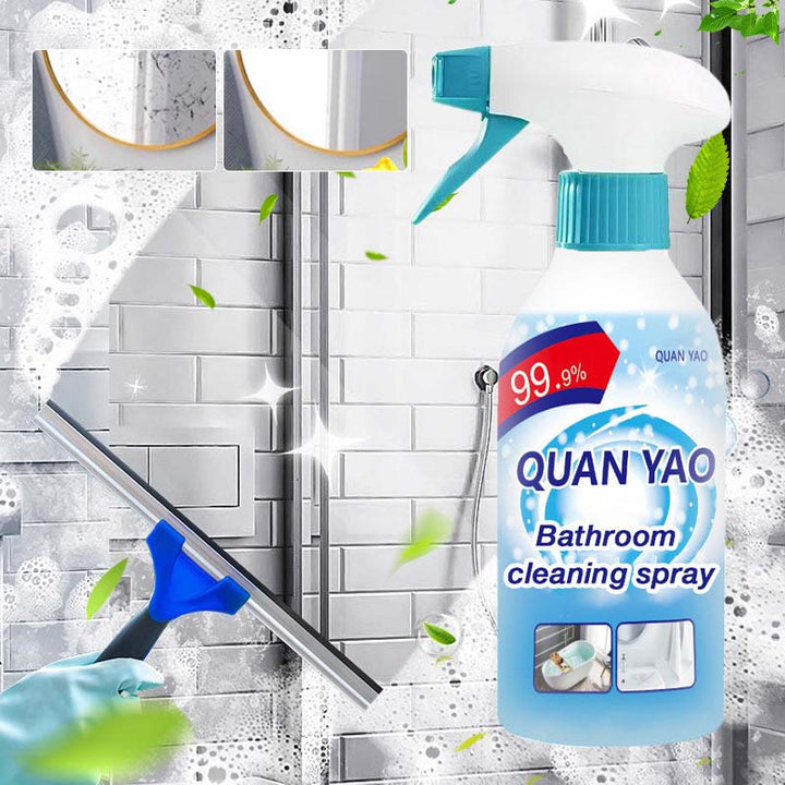 "Multifunktionell badrumsrengöring med kraftfull desinfektion för ett skinande rent badrum, vit sprayflaska mot vit bakgrund.