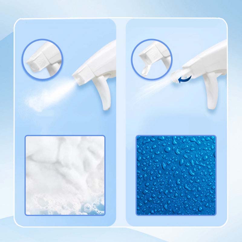 "Multifunktionell badrumsrengöring med kraftfull desinfektion för ett skinande rent badrum, vit sprayflaska mot vit bakgrund.