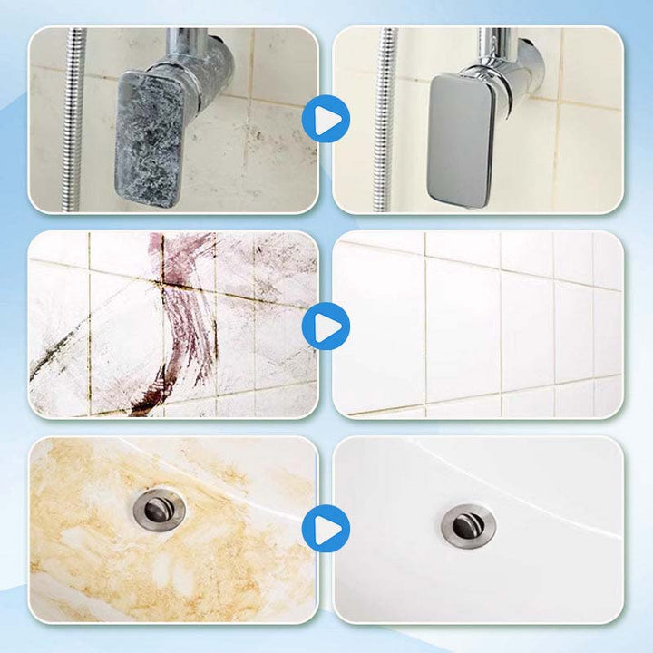 "Multifunktionell badrumsrengöring med kraftfull desinfektion för ett skinande rent badrum, vit sprayflaska mot vit bakgrund.